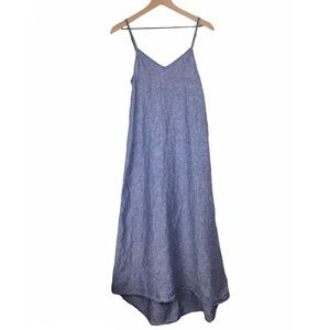 ARTISAN NY Maxi Dress Linen Chambray Spaghetti Strap Sun Beach Minimalist XS